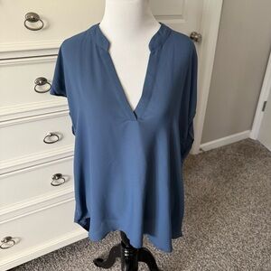 SHEIN Deep Blue V-Neck Blouse